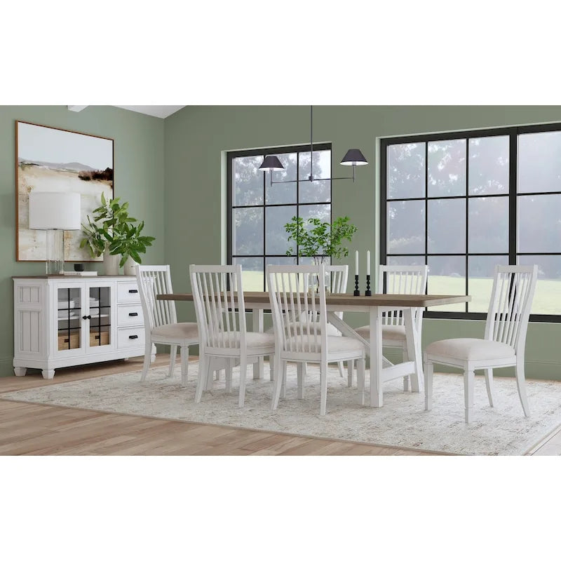 Mesa de comedor rectangular de madera blanca - 90 x 30 x 42