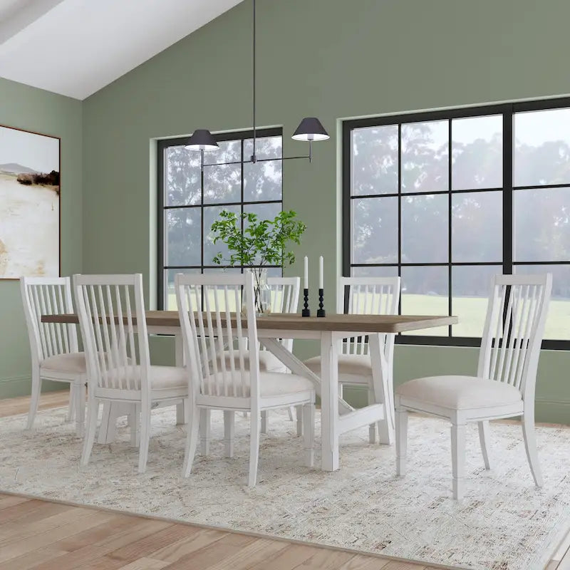 Mesa de comedor rectangular de madera blanca - 90 x 30 x 42