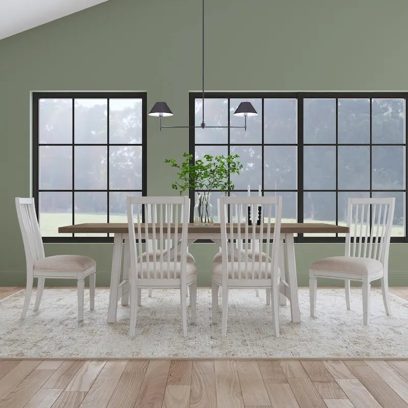 Mesa de comedor rectangular de madera blanca - 90 x 30 x 42