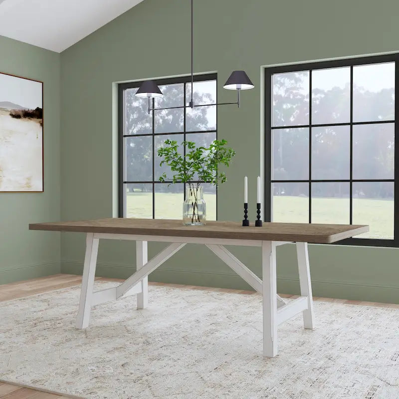 Mesa de comedor rectangular de madera blanca - 90 x 30 x 42
