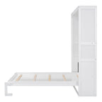 Cama de pared tamaño queen con estantes de almacenamiento