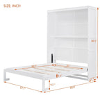 Cama de pared tamaño queen con estantes de almacenamiento