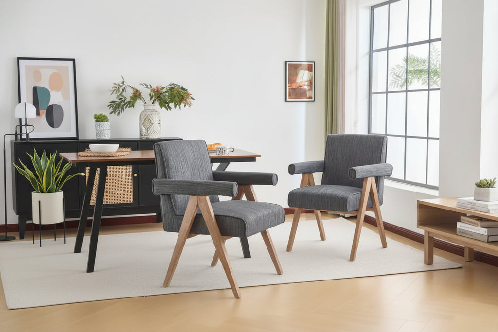Sillón de comedor tapizado (juego de 2)