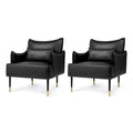 Juego de 2 sillones de polipiel Mid-Century Modern con bolsillo lateral (74,9 cm de ancho x 81,3 cm de alto x 73 cm de profundidad)