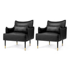 Juego de 2 sillones de polipiel Mid-Century Modern con bolsillo lateral (74,9 cm de ancho x 81,3 cm de alto x 73 cm de profundidad)