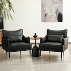 Juego de 2 sillones de polipiel Mid-Century Modern con bolsillo lateral (74,9 cm de ancho x 81,3 cm de alto x 73 cm de profundidad)