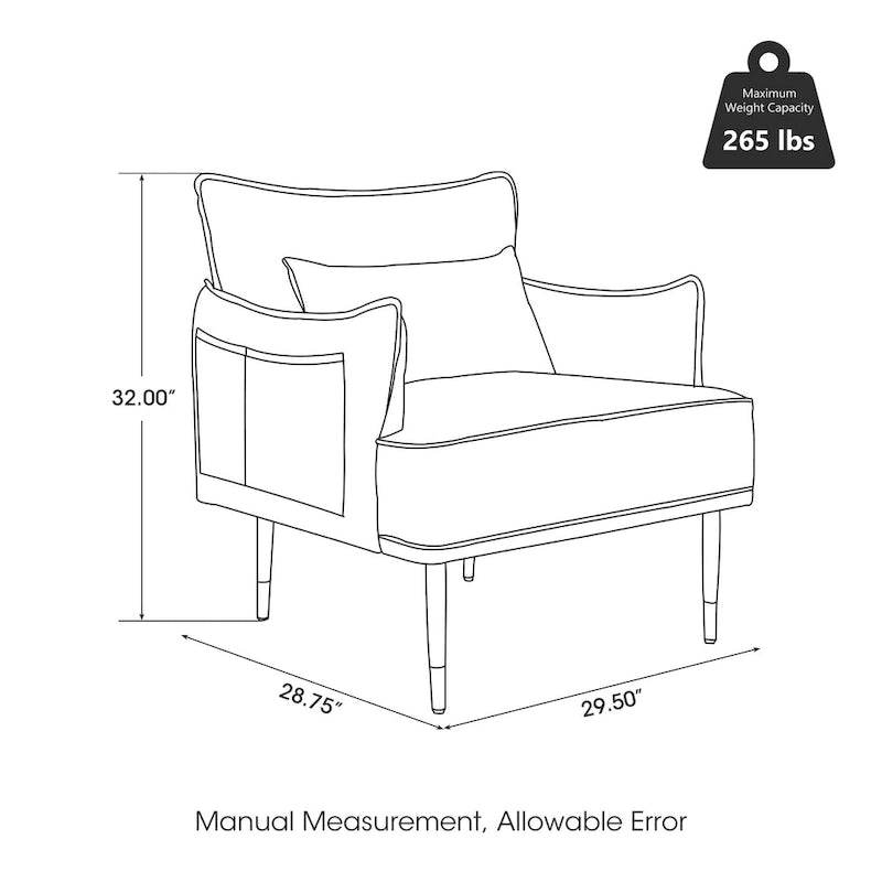 Juego de 2 sillones de polipiel Mid-Century Modern con bolsillo lateral (74,9 cm de ancho x 81,3 cm de alto x 73 cm de profundidad)
