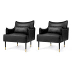 Juego de 2 sillones de polipiel Mid-Century Modern con bolsillo lateral (74,9 cm de ancho x 81,3 cm de alto x 73 cm de profundidad)
