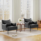Juego de 2 sillones de polipiel Mid-Century Modern con bolsillo lateral (74,9 cm de ancho x 81,3 cm de alto x 73 cm de profundidad)