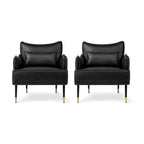 Juego de 2 sillones de polipiel Mid-Century Modern con bolsillo lateral (74,9 cm de ancho x 81,3 cm de alto x 73 cm de profundidad)