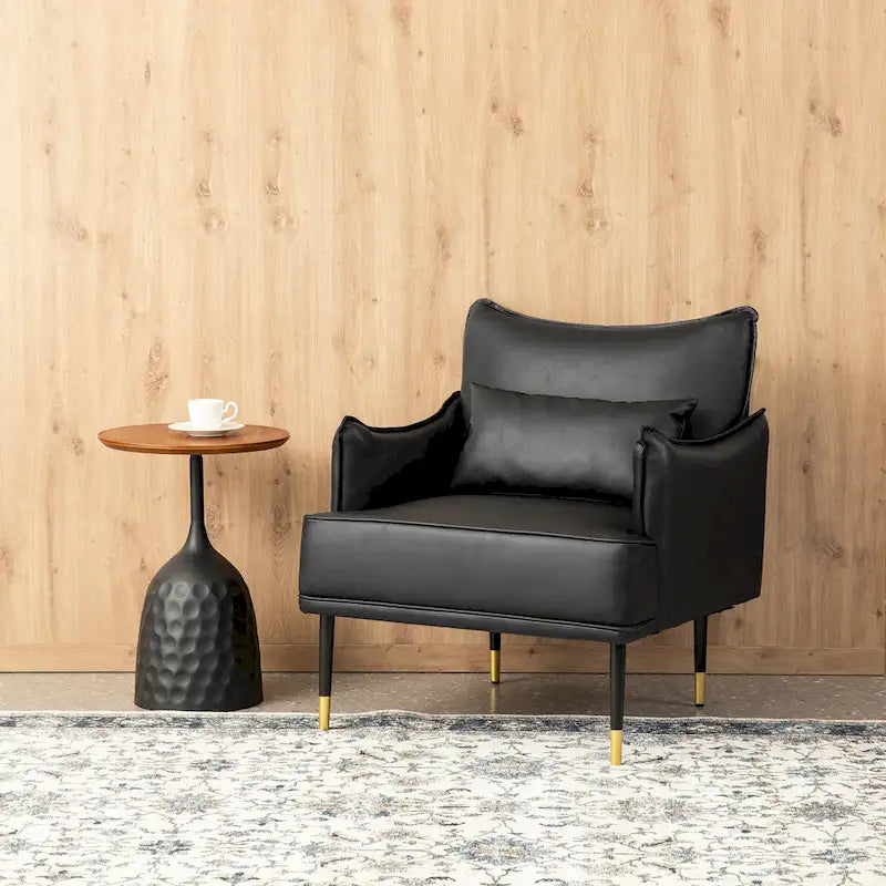 Juego de 2 sillones de polipiel Mid-Century Modern con bolsillo lateral (74,9 cm de ancho x 81,3 cm de alto x 73 cm de profundidad)