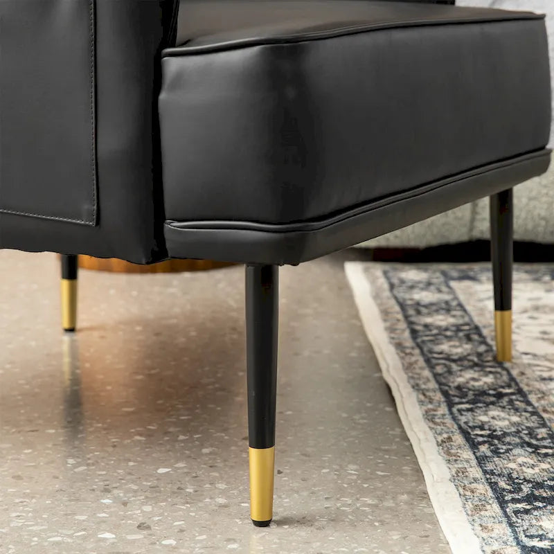 Juego de 2 sillones de polipiel Mid-Century Modern con bolsillo lateral (74,9 cm de ancho x 81,3 cm de alto x 73 cm de profundidad)