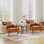 Juego de 2 sillones de polipiel Mid-Century Modern con bolsillo lateral (74,9 cm de ancho x 81,3 cm de alto x 73 cm de profundidad)