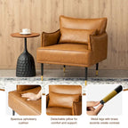 Juego de 2 sillones de polipiel Mid-Century Modern con bolsillo lateral (74,9 cm de ancho x 81,3 cm de alto x 73 cm de profundidad)