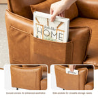 Juego de 2 sillones de polipiel Mid-Century Modern con bolsillo lateral (74,9 cm de ancho x 81,3 cm de alto x 73 cm de profundidad)