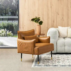 Juego de 2 sillones de polipiel Mid-Century Modern con bolsillo lateral (74,9 cm de ancho x 81,3 cm de alto x 73 cm de profundidad)