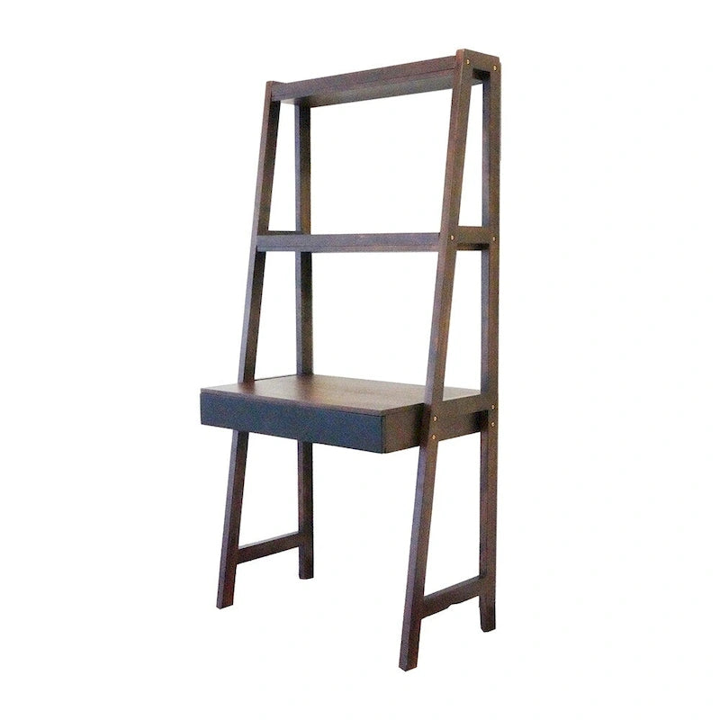 Escritorio de escalera con un solo cajón y estantes incorporados