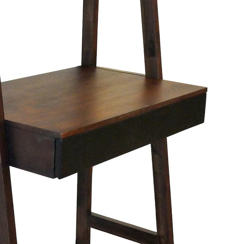 Escritorio de escalera con un solo cajón y estantes incorporados