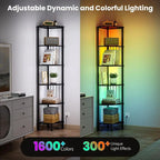Estante esquinero de 6 niveles (con luces LED) - 11.7D x 11.7W x 63H pulgadas