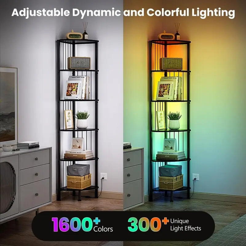 Estante esquinero de 6 niveles (con luces LED) - 11.7D x 11.7W x 63H pulgadas