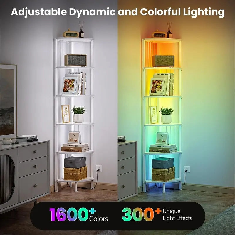 Estante esquinero de 6 niveles (con luces LED) - 11.7D x 11.7W x 63H pulgadas