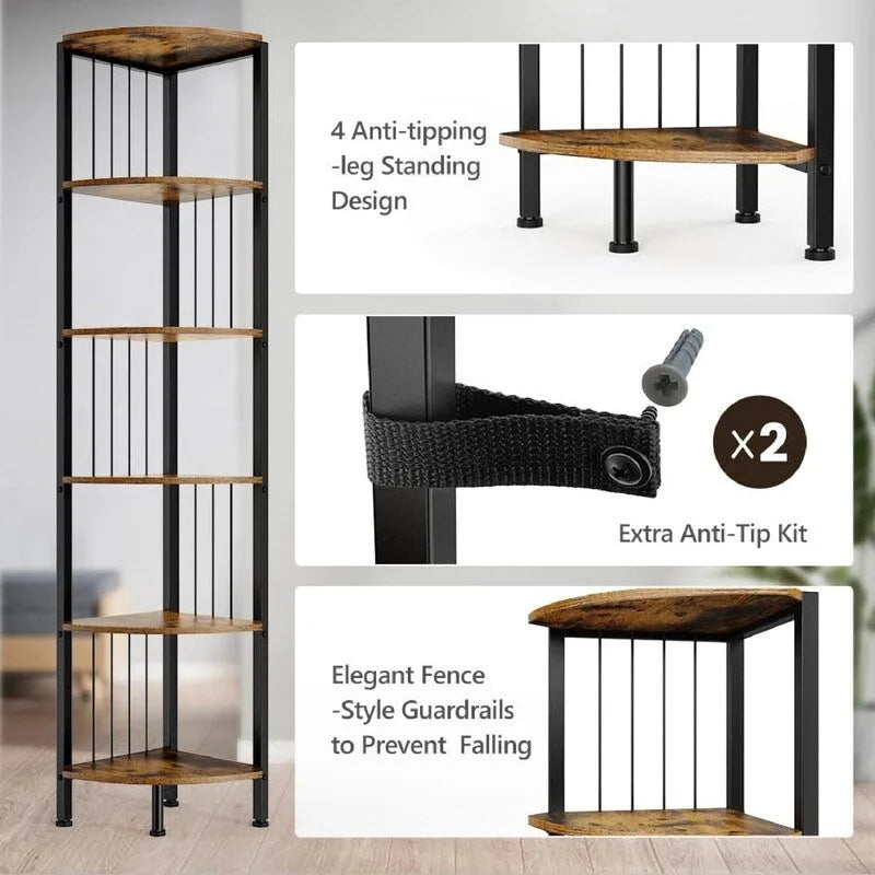 Estante esquinero de 6 niveles (con luces LED) - 11.7D x 11.7W x 63H pulgadas
