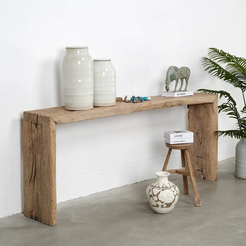 Consola de cascada vintage – Madera natural desgastada (el tamaño y el acabado varían)