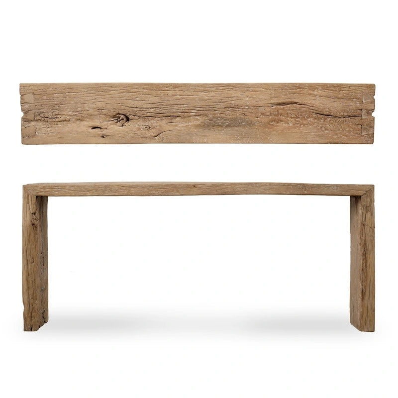 Consola de cascada vintage – Madera natural desgastada (el tamaño y el acabado varían)