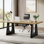 Escritorio de oficina rectangular grande con patas de madera