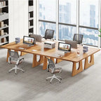 Escritorio de oficina rectangular grande con patas de madera