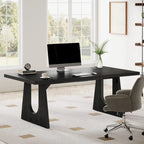 Escritorio de oficina rectangular grande con patas de madera
