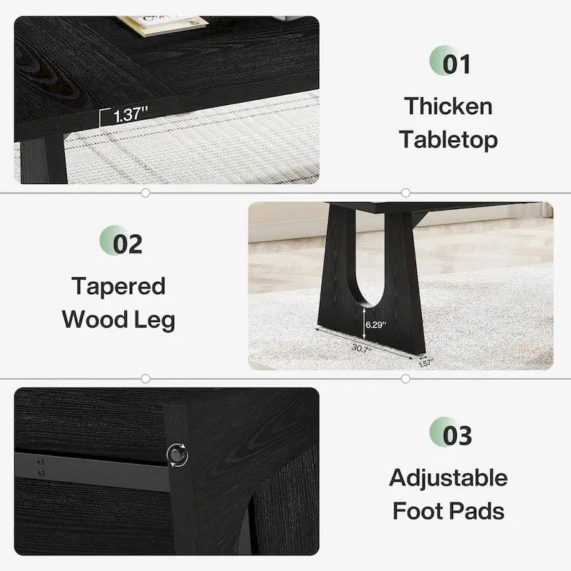 Escritorio de oficina rectangular grande con patas de madera