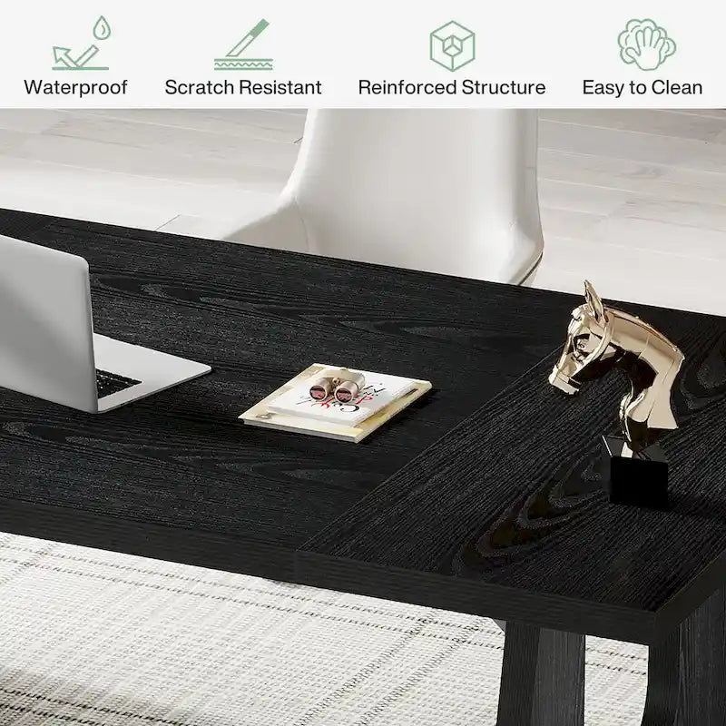 Escritorio de oficina rectangular grande con patas de madera