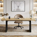 Escritorio de oficina rectangular grande con patas de madera