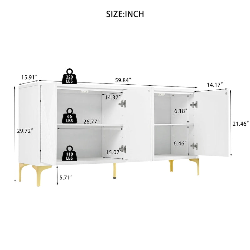 Mueble aparador con estantes ajustables para sala de estar