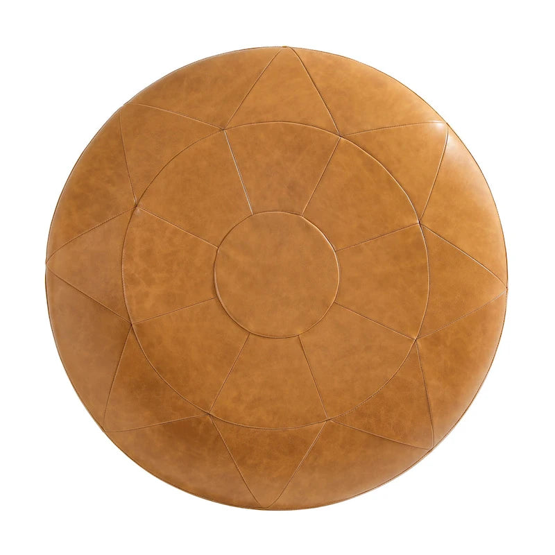 Puf otomano de cuero italiano genuino de plena flor de 34.5 pulgadas de ancho de Lumibee