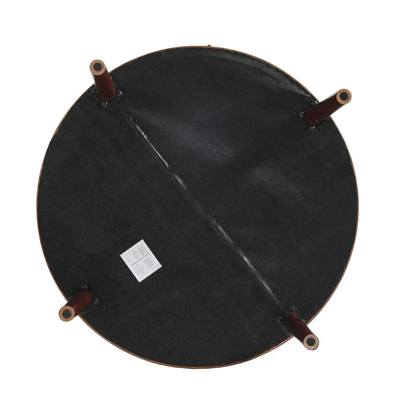 Puf otomano de cuero italiano genuino de plena flor de 34.5 pulgadas de ancho de Lumibee