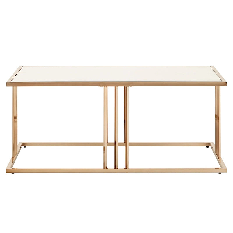 Mesa de centro con espejo dorado champán