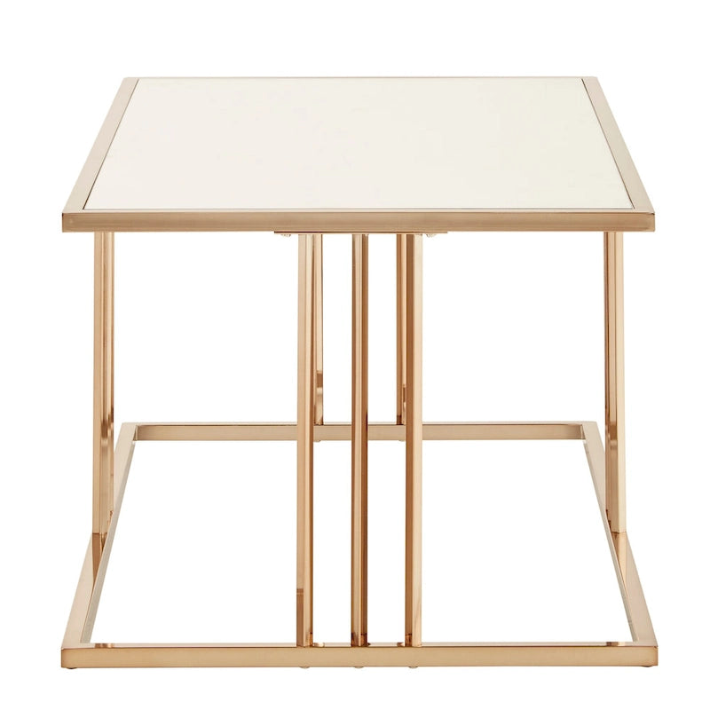 Mesa de centro con espejo dorado champán