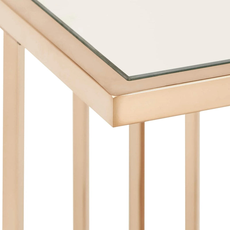 Mesa de centro con espejo dorado champán