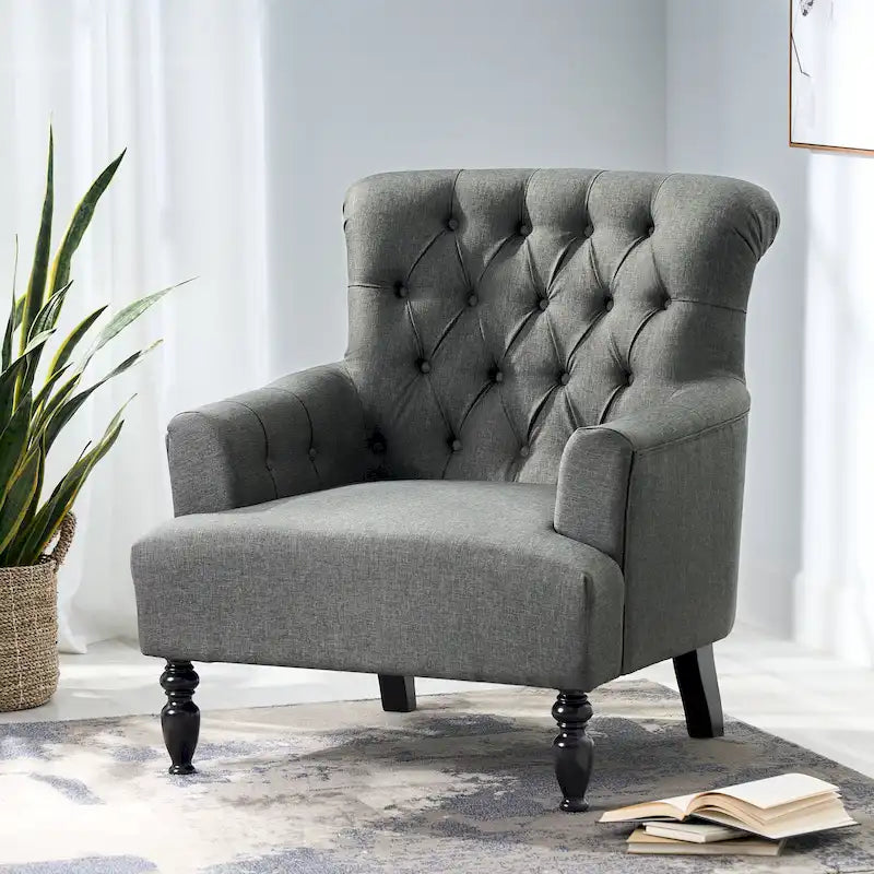 Sillón con mechones y respaldo enrollado