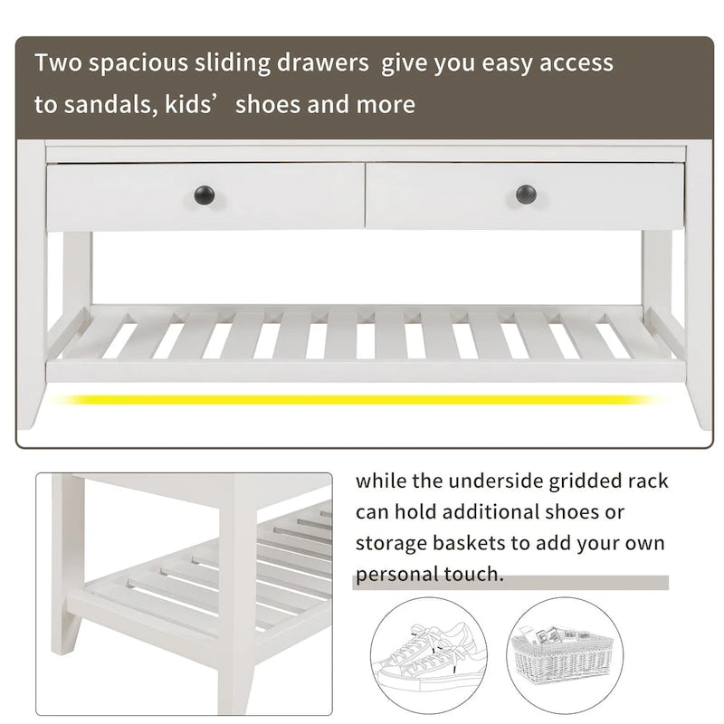 Banco de almacenamiento para entrada con asiento acolchado y zapatero