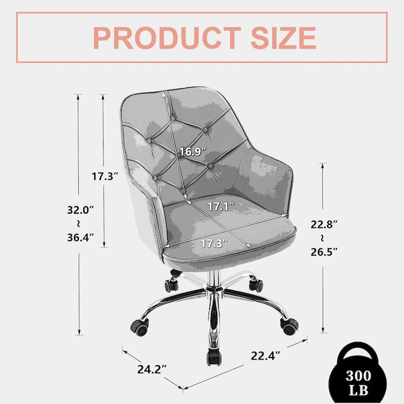 Sillón giratorio de terciopelo con forma de concha y altura ajustable