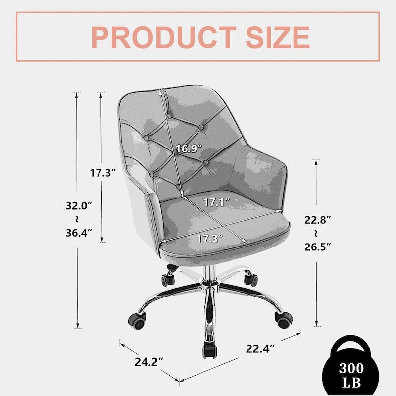 Sillón giratorio de terciopelo con forma de concha y altura ajustable