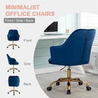 Sillón giratorio de terciopelo con forma de concha y altura ajustable