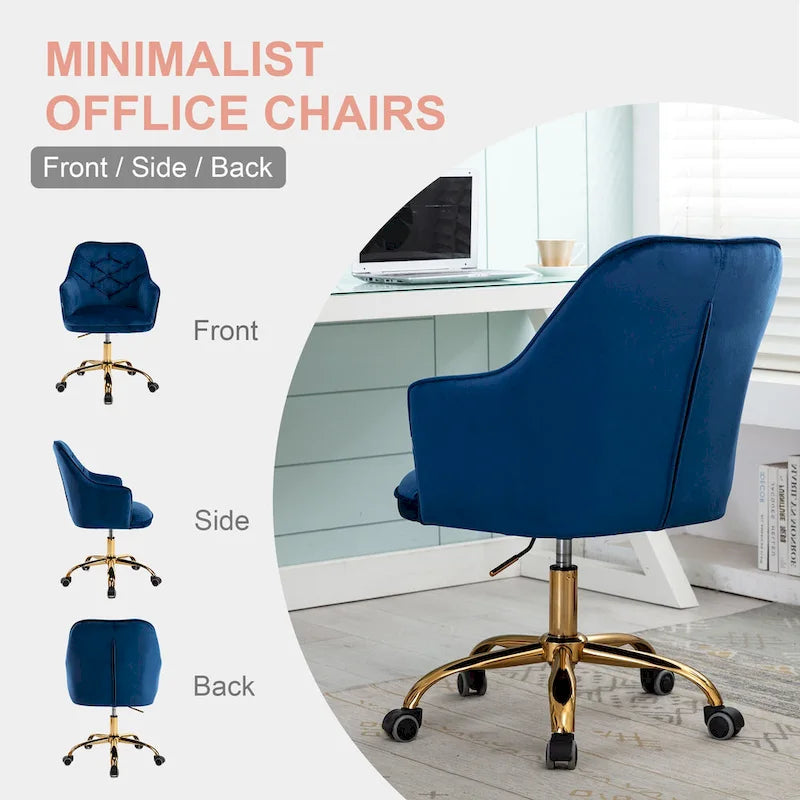 Sillón giratorio de terciopelo con forma de concha y altura ajustable
