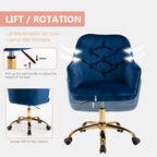 Sillón giratorio de terciopelo con forma de concha y altura ajustable