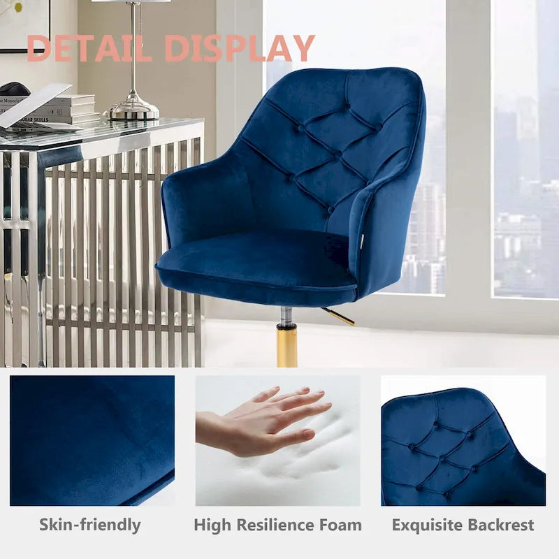 Sillón giratorio de terciopelo con forma de concha y altura ajustable