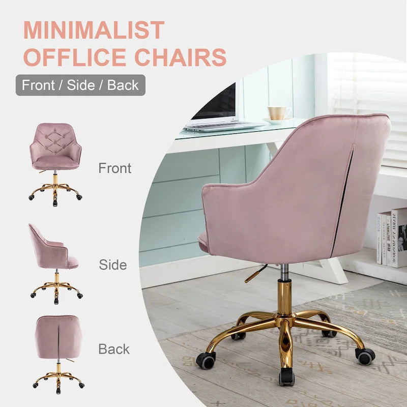 Sillón giratorio de terciopelo con forma de concha y altura ajustable