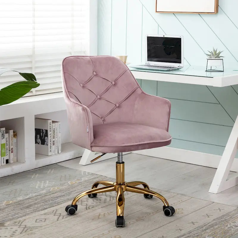 Sillón giratorio de terciopelo con forma de concha y altura ajustable